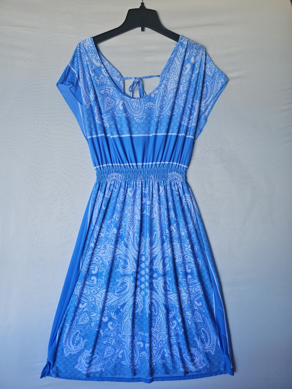 Young USA Blue and White Dress with Mandala Print and Elastic Waist – Size XL